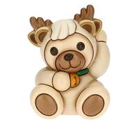 THUN, Teddy Vestito da Renna in Ceramica Decorata a Mano, Versione Piccola, Addobbo Natalizio, Idea Regalo, 7.3x6.4x9.7 cm h