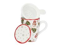 THUN Tisaniera Natale - Tazza con filtro e coperchio per tisane e bevande calde, 1 pezzo