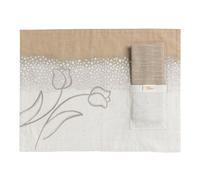 Thun Tovaglietta Con Tovagliolo New Elegance Tulips Standard Beige