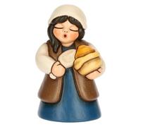 THUN, Venditrice di Spezie Blu in Ceramica di Alta Qualità, Collezione Presepe Classico, Statuine per Presepe di Natale da Collezione, 4,9 x 4,6 x 7,9 cm