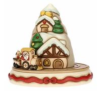 THUN, Villaggio di Natale, Maxi Carillon con Melodia Jingle Bells in Ceramica Decorata a Mano e Meccanismo Rotante con Trenino, Ø 32 cm, h 30.8 cm