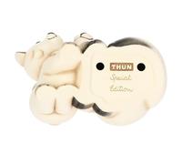 THUN, Volpe Bianca Perla con la sua Mamma in Ceramica di Alta Qualità, Versione Grande, Collezione Inverno Incantato, Statuine da Collezione, Idea Regalo per Natale, 12,9 x 9,9 x 11,6 cm