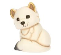 THUN, Volpe Bianca Perla in Ceramica di Alta Qualità, Versione Media, Collezione Inverno Incantato, Statuine da Collezione, Idea Regalo per Natale, 9,5 x 7,6 x 11,2 cm