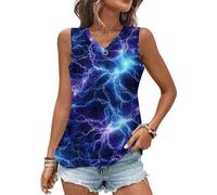 Thunder and Lightning - Canottiera estiva da donna, con scollo a V, alla moda, senza maniche, vestibilità ampia, Stile-2, 3XL