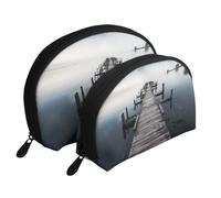 Thunder Landscape - Trousse portatile per cosmetici, organizer da viaggio con cerniera e scomparti interni, Vecchio Molo Di Legno Sopra Acqua Calma, Taglia unica
