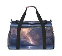 Thunder Landscape Weekender Overnight Carry On Bag, per donne e uomini, perfetta per frequent flyer, Nero , Taglia unica