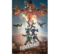 Thunderbirds Are Go - Feuervögel startbereit Collage - Poster Druck - Größe 61x91,5 cm + Wechselrahmen, Shinsuke® Maxi Kunststoff Schwarz, Acryl-Scheibe
