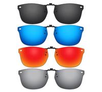 ThunderClap Occhiali da sole polarizzati con clip flip-up compatibili con Ray-Ban RB5228 55 mm per uomo donna protezione UV, Shell Black + Ultimate Gray + Geyser Blue + Aurora Red, RB5228 55mm