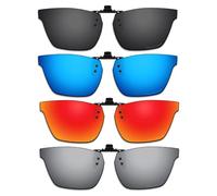 ThunderClap Occhiali da sole polarizzati con clip flip-up compatibili con Ray-Ban RB7025 53 mm per uomo donna protezione UV, Shell Black + Ultimate Gray + Geyser Blue + Aurora Red, RB7025 53mm