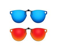 ThunderClap Occhiali da sole polarizzati con clip flip-up compatibili con Ray-Ban RW4009 50 mm per uomo donna protezione UV, Geyser Blue + Aurora Red, RW4009 50mm