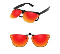 ThunderClap Occhiali da sole polarizzati con clip flip-up compatibili con Ray-Ban Wayfarer Ease RB4340V 50 mm per uomo donna protezione UV, Aurora Rosso, Wayfarer Ease RB4340V 50mm