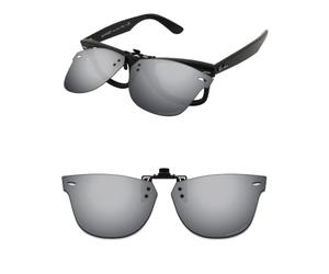 ThunderClap Occhiali da sole polarizzati con clip flip-up compatibili con Ray-Ban Wayfarer Ease RB4340V 50 mm per uomo donna protezione UV, Grigio Ultimo, Wayfarer Ease RB4340V 50mm