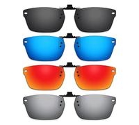 ThunderClap Occhiali da sole polarizzati con montaggio esterno a clip, compatibili con Ray-Ban RB5206 54 mm per uomini e donne, protezione UV, Shell Black + Ultimate Gray + Geyser Blue + Aurora Red