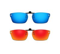 ThunderClap Occhiali da sole polarizzati con montaggio esterno a clip, compatibili con Ray-Ban RB5206 52 mm, unisex, protezione UV, Geyser Blue + Aurora Red, RB5206 52mm