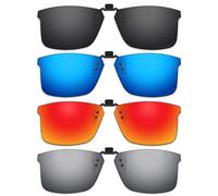 ThunderClap Occhiali da sole polarizzati con montaggio esterno a clip, compatibili con Ray-Ban RB6335 56 mm, unisex, protezione UV, Shell Black + Ultimate Gray + Geyser Blue + Aurora Red, RB6335 56mm