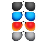 ThunderClap Occhiali da sole polarizzati con montaggio esterno a clip, compatibili con Ray-Ban RB6489 58 mm per uomini e donne, protezione UV, Shell Black + Ultimate Gray + Geyser Blue + Aurora Red