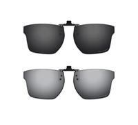 ThunderClap Occhiali da sole polarizzati flip-up clip-on per Oakley Chamfer Squared OX8143 54 mm per uomo donna protezione UV, Guscio nero + grigio ultimo, Chamfer Squared OX8143 54mm