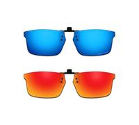 ThunderClap Occhiali da sole polarizzati flip-up clip-on per Oakley Plank 2.0 OX8081 53 mm per uomo donna protezione UV, Geyser Blue + Aurora Red, Plank 2.0 OX8081 53mm