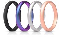 ThunderFit Anelli da donna in silicone sottili e impilabili, fedi nuziali in silicone, larghezza 2,5 mm, spessore 2 mm, confezione multipla 1-12, 4.5 - 5 (15.7mm), Silicone, Non pietra preziosa