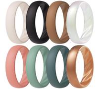 ThunderFit Anello in silicone da donna, anelli di promessa con eleganti scanalature ondulate, 6 mm di larghezza, 2 mm di spessore, traspiranti, anelli di fidanzamento in gomma da donna, confezione