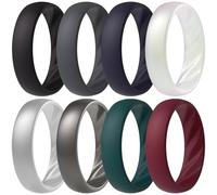 ThunderFit Anello in silicone da donna, anelli di promessa con eleganti scanalature ondulate, 6 mm di larghezza, 2 mm di spessore, traspiranti, anelli di fidanzamento in gomma da donna, confezione