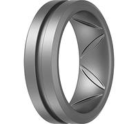 ThunderFit Fedi nuziali da uomo, in silicone, con parte superiore spazzolata incisa al centro, larghezza 8,2 mm, spessore 2,5 mm, confezione multipla da 1/4/6/7 pezzi