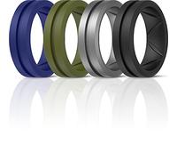 ThunderFit Fedi nuziali da uomo, in silicone, traspiranti, spazzolate, con linea centrale incisa, 8,2 mm di larghezza, 2,5 mm di spessore, confezione multipla da 1/4/6/7, 8.5 - 9 (18.90mm), Silicone