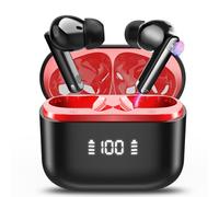 Thunelec AI Cuffie Traduzione, Buletooth 5.3 Auricolari di Traduzione in 143 lingue, 48 Ore Cuffie Bluetooth con 4 modalità di traduzione/Codice di autorizzazione permanente, Rosso
