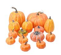 Thuro 14 Stück zucche artificiali autunnali,Grande Finta Zucche Decorativa Artificiali Pumpkin Decor Halloween Ringraziamento,Feste Stagionali Decorazione, Aranci