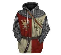 Thursday Knights Templar Hoodies Mens Sweatshirts Medieval Crusaders Cosplay Pullover a Maniche Lunghe Stampato in 3D Regali dei Cavalieri Templari per Uomini （12 Colori）