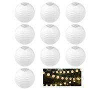 THXFUNAREA 10 Pcs 3in Mini Lanterna Rotonda Lanterne Tessuto Piccole Lanterne Decorazione Stanza Lanterna Appesa Giardino Balcone Dentro e Fuori Festa Compleanno Matrimonio Battesimo (bianco)