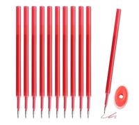THXFUNAREA 10 Pezzi Ricariche Cancellabili Compatibili con Legamii,Rosso Refill Penne Cancellabili Set con Legamii, Facili da Cancellare, Punta Della penna 0,5 mm, Altezza 13 cm, Rosso,Con 1 gomma