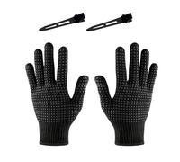 THXFUNAREA 2 Guanto Per Piastra Capelli+2 fermagli per capelli,Guanto Termico Per Piastra,Guanti Resistenti Al Calore Per Acconciature,Piastra Capelli,Per Strumenti Da Parrucchiere,per piastra gh Nero