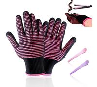 THXFUNAREA 2 Pezzi Guanto Per Piastra Capelli+2 Mollette Capelli Donna,Guanti Piastra Resistenti al Calore per Capelli Guanto Termico Guanto Piastra,Per piastra per capelli ferro arricciacapelli