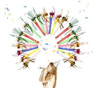 THXFUNAREA 20 PCS Trombette Festa Compleanno, Corna Multicolore Frange Glitterate, Divertente Extra Lungo Noisemakers per Feste di Compleanno, Feste, Natale,Halloween