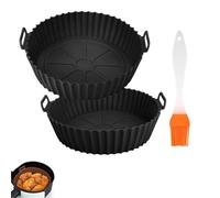 THXFUNAREA 2PCS Accessori per Friggitrice ad Aria in Silicone,accessori friggitrice ad aria Teglia in Silicone teglie per friggitrice ad aria,Riutilizzabile Cestino,per Airfrye,Con pennello cucina