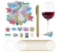 THXFUNAREA 50 ciondoli per calici da vino, con 1 pennarello,in acrilico, fai da te,a forma di cuore,per calici da champagne, cocktail, martini,bicchieri da vino,bar, feste,Acrilico, Nessuna pietra