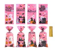 THXFUNAREA 60 Pezzi Rosa sacchetti per caramelle di halloween sacchetti halloween caramelle halloween,Sacchetti Trasparenti Per Confetti,Bustine Regalo