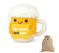 THXFUNAREA Bambola Anti Stress Umoristica a Forma di Birra, Peluche da Scrivania con Frase Positiva e Divertente per Lui o Lei, Perfetto come Portafortuna o per Coleghi di Lavoro