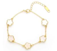 THXFUNAREA Bracciale Quadrifoglio,Bracciale Portafortuna Donna Quadrifoglio Donna Gioielli Placcati in Oro 18 Carati,Regali di Amicizia per Ragazze(Dorato)