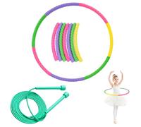 THXFUNAREA Hula Hoop Smontabile con Corda per Saltare, Kit Fitness 2 in 1 Regolabile per Bambini e Adulti, Cerchio per Dimagrire, Allenamento a Casa, Danza e Giochi all‘Aperto per Ragazze e Ragazzi
