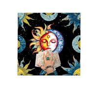 THXFUNAREA Mantello per Carte dei Tarocchi Nero con Simboli della Luna e del Sole, Tappetino da Lettura per Divinazione, Perfetto per Principianti e Esperti, Facile da Piegare e Trasportare