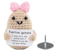 THXFUNAREA Positive Potato Mini Giocattoli di Patate,patata positiva Bambola di Patate Divertente,Miss Bambola di Lana di Patate,Positive Peluche,Ufficio Decorazione,Peluche Bambola,Con spilla,Rosa