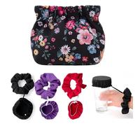 THXFUNAREA Set 3 Copri Bicchiere Riutilizzabili con Pochette Floreale Nera, Copribevande Elastici Tipo Scrunchie per Bar Feste e Viaggi