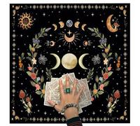 THXFUNAREA Tappeto per Tarocchi Divinatorio 75x75 cm, Tovaglia da Altare Esoterico con Fasi Lunari e Stelle, Telo per Lettura Carte e Rituali Spirituali