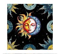 THXFUNAREA Tappeto per Tarocchi e Carte Oracle, Tovaglia per Altare con Disegno Sole e Luna, Accessorio per Cartomanzia, Pendolo e Divinazione, Ottimo per Chi Inizia a Praticare, 50 cm x 50 cm
