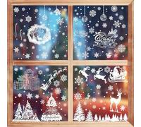THXFUNAREA Vetrofanie natalizie per finestre - Set da 9 fogli 20×30 cm adesivi natalizi elettrostatici per decorazioni natalizie casa