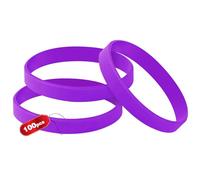 THXIY 100 pezzi Braccialetti in silicone,Vuoti Braccialetto universale Sportive Braccialetti di gomma Adulto viola