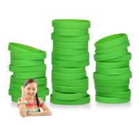 THXIY 7'' Braccialetti in silicone per bambini adolescenti, 100 pezzi braccialetti di gomma, cinturini da polso in gomma sportivi per eventi verde