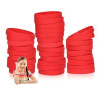 THXIY 7'' Braccialetti in silicone per bambini adolescenti, 25 pezzi braccialetti di gomma, cinturini da polso in gomma sportivi per eventi rosso